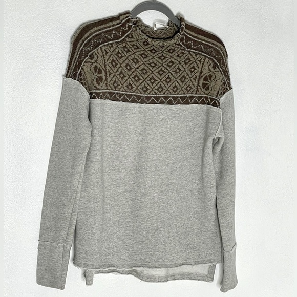 Free People Snow Bunny Fair Isle Sweater. Gray & Taupe. Size XS - Picture 4 of 11